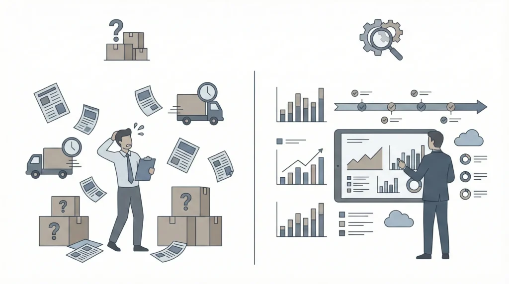 marketingmaterialen distributie illustratie